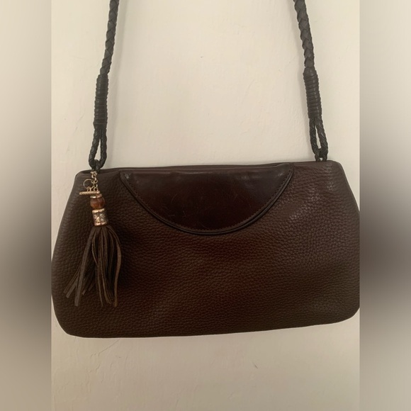 Brighton Handbags - Brighton Women's Brown TwoTone Leather Magnetic Closure Clutch CrossBody Handbag